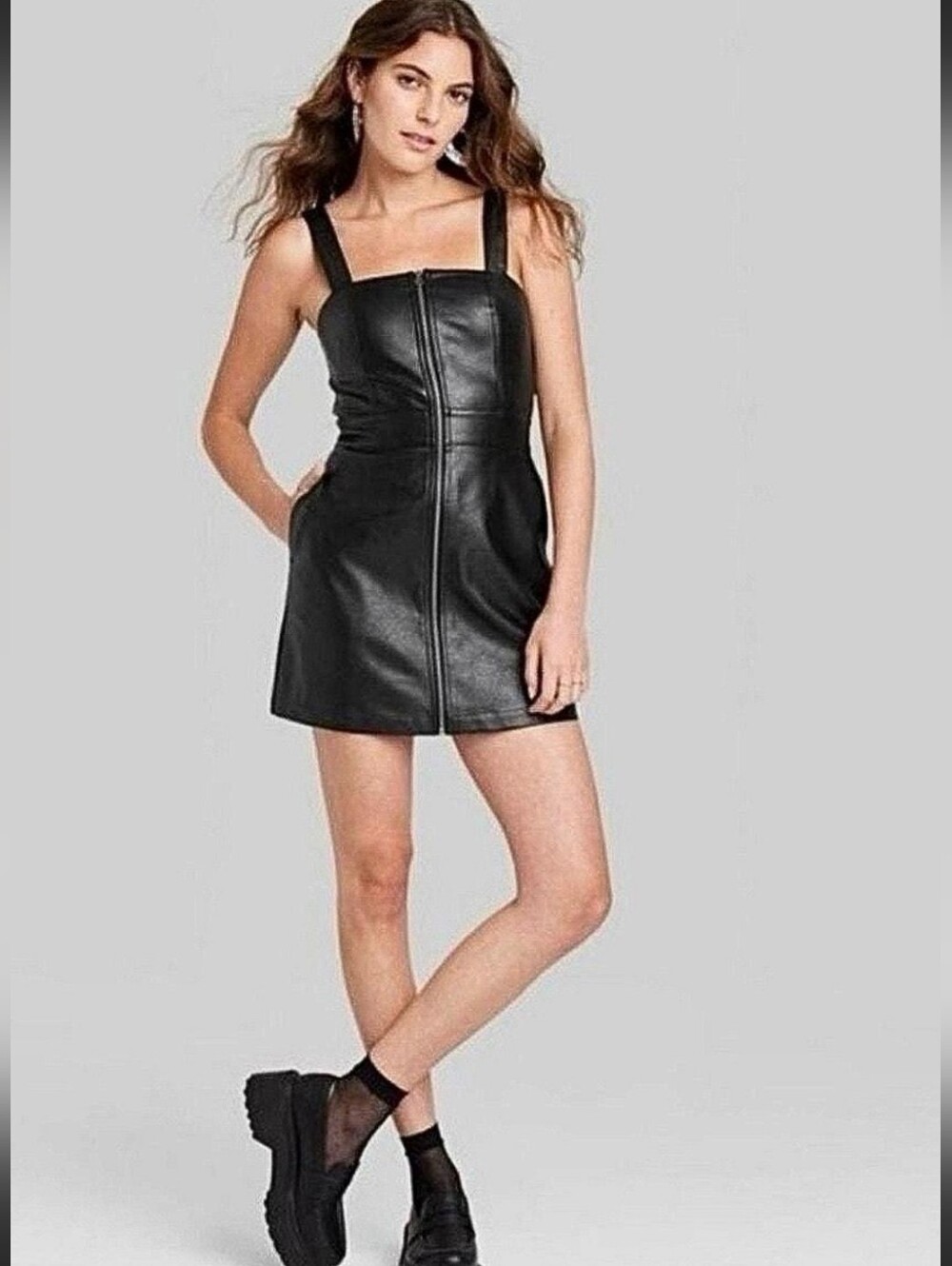 Wild Fable Black Faux Leather Sleeveless Bodycon Dress